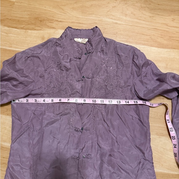 Vintage French Silk Cheongsam style top 100% silk, never worn 32 chest XS - Picture 9 of 10